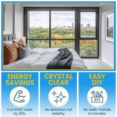 DIY Interior Storm Window Kits with Reusable Heavy Duty 6 Mil PVC Clear Vinyl Sheet
