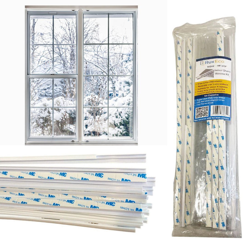 RuxEco Interior Storm Window Kit - Reusable Plastic Window Insert for Winter & Summer